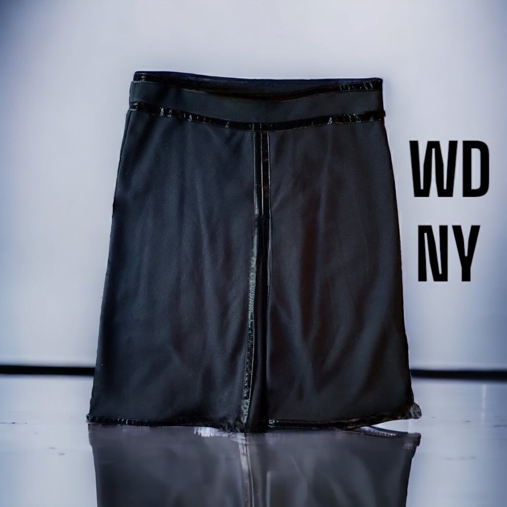 WD NY l Leather Accent Skirt l Front Pleat l Soft Stretch l Side Zip l 8 l NWT